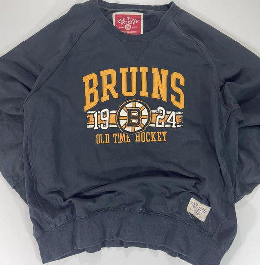 VINTAGE OLD TIME HOCKEY BOSTON BRUINS NAVY CREWNECK SWEATSHIRT  (XXL)