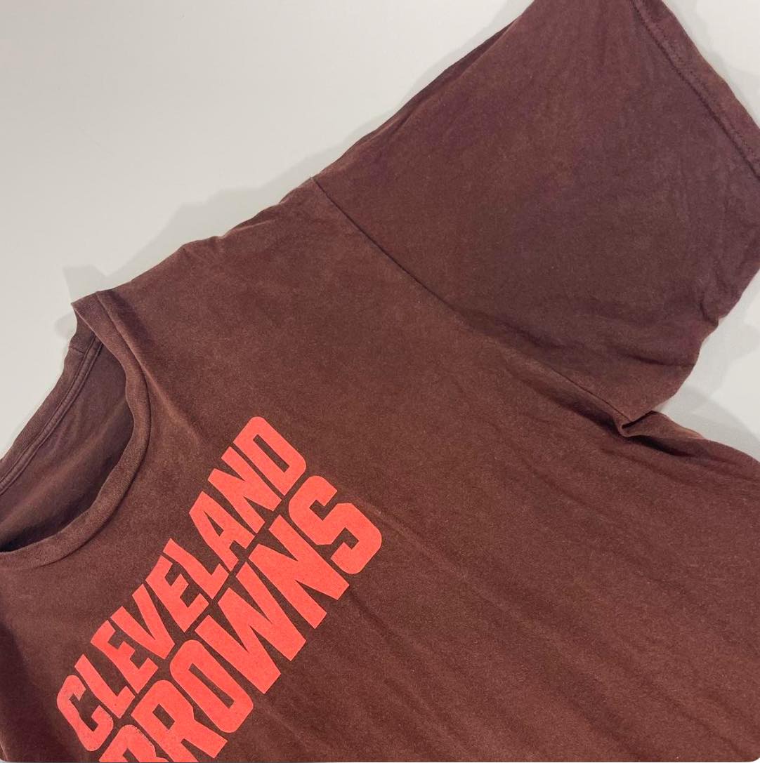 VINTAGE CLEVELAND BROWNS BROWN COTTON T-SHIRT (L-XL)