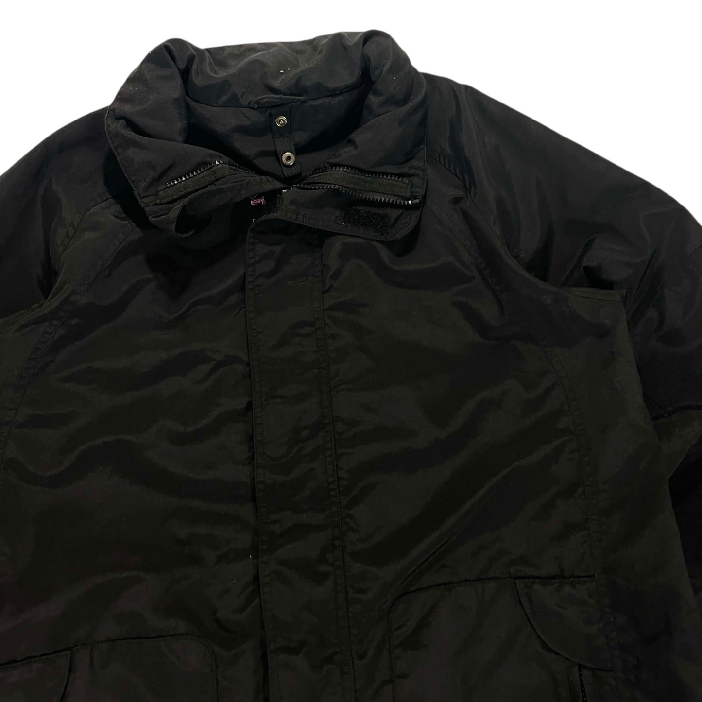 90S PLAIN BLACK WINDBREAKER JACKET (L)