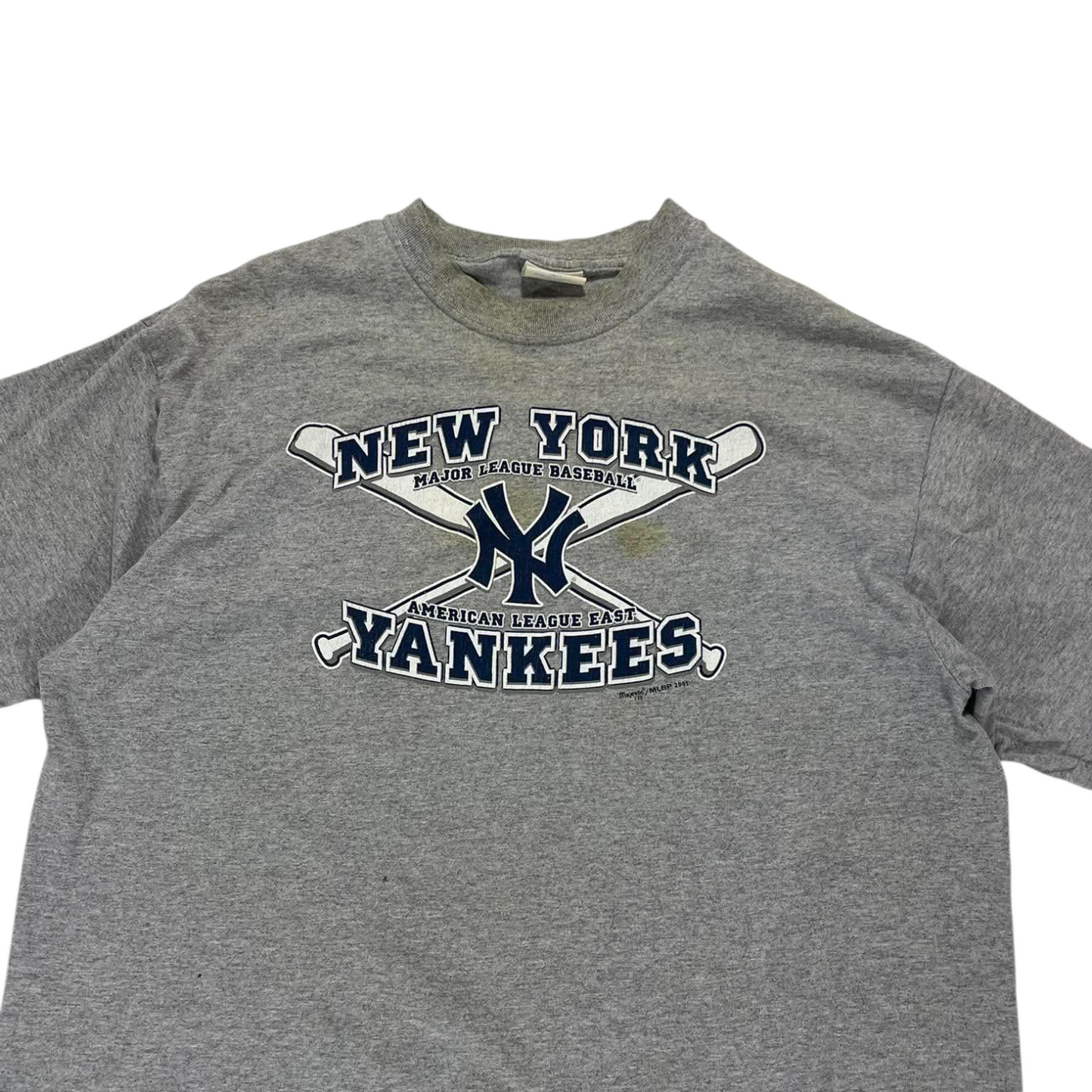 VINTAGE GREY NEW YORK YANKEES MLB BASEBALL TEE (L)
