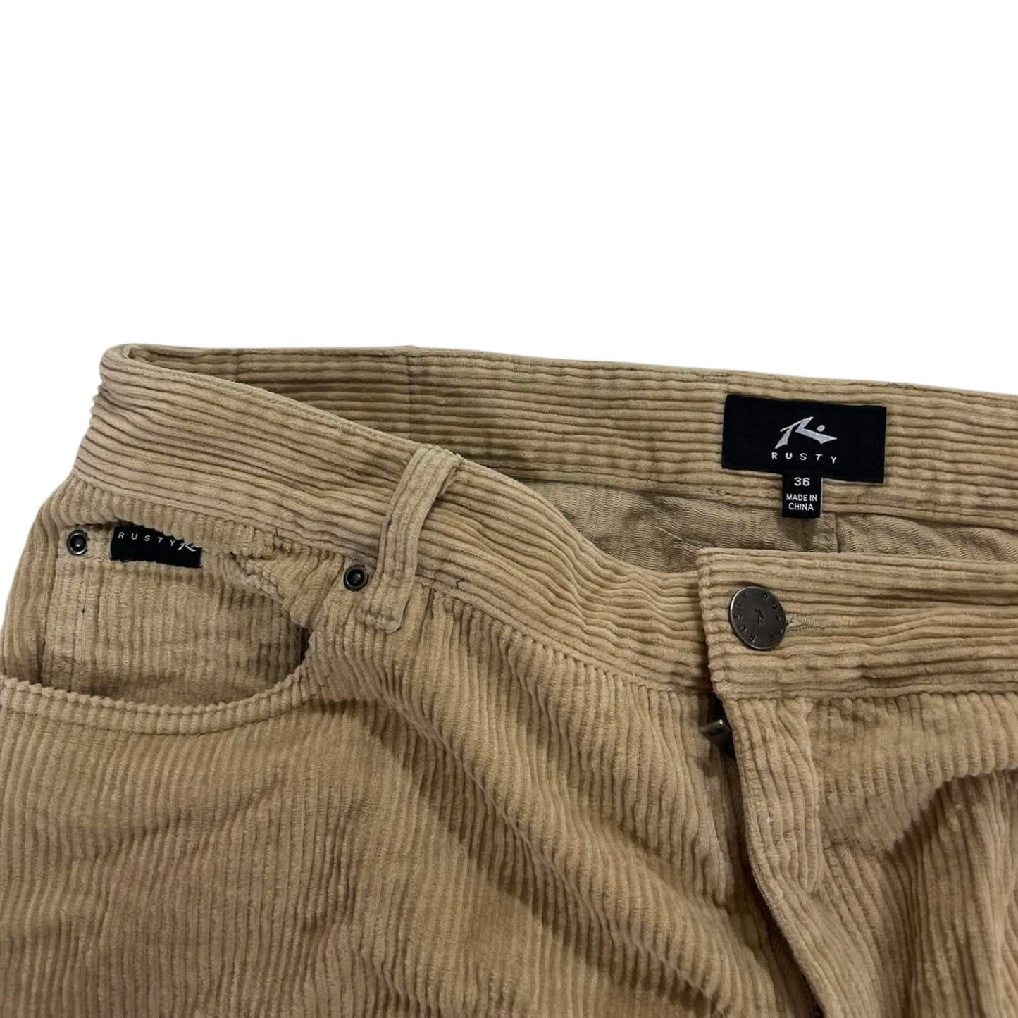 VINTAGE RUSTY BROWN CORDUROY BAGGY TROUSERS (36)