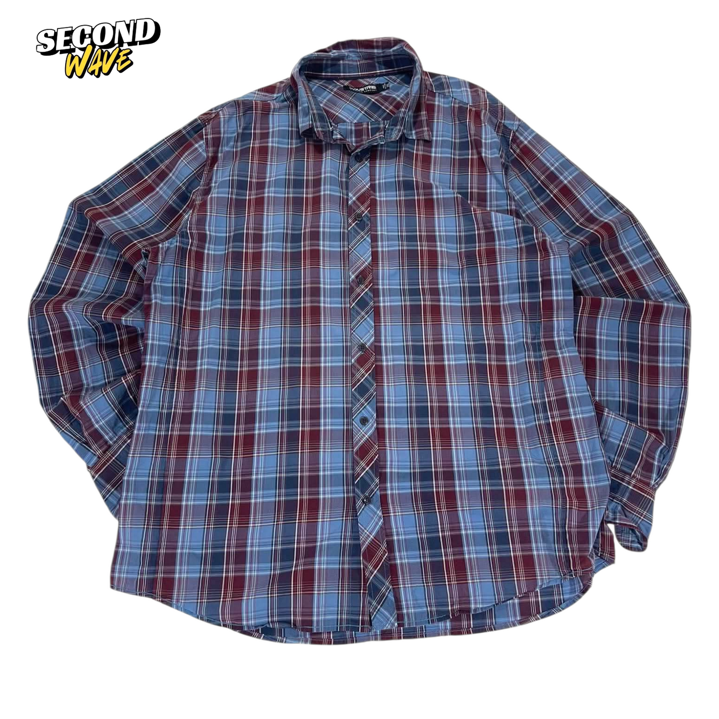 90S BLUE & RED PLAID BUTTON UP SHIRT (XL-XXL)
