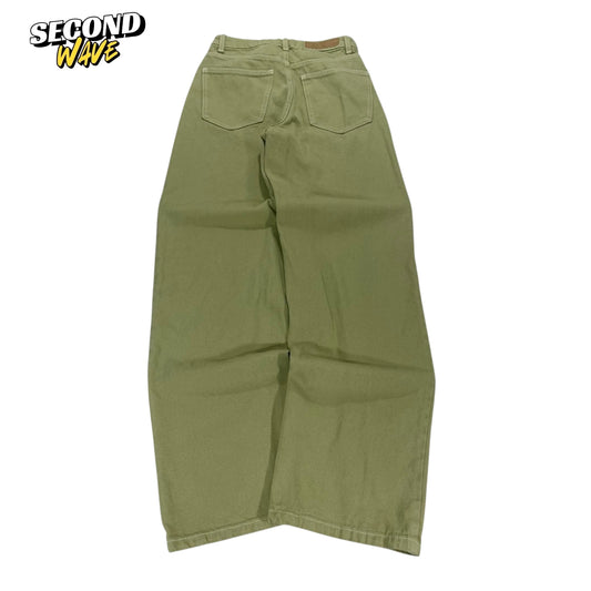 LIME WOMENS COTTON ON GREEN WIDE LEG JEANS (26)