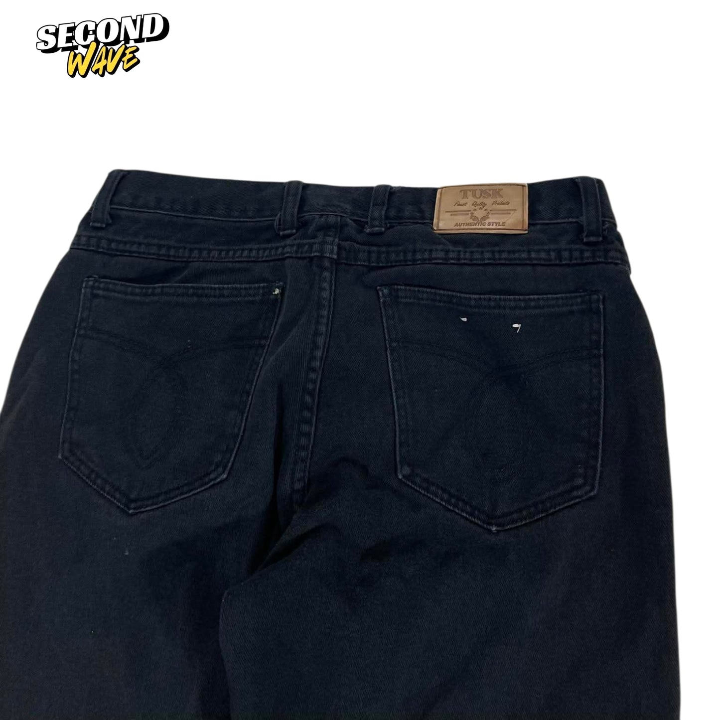 VINTAGE TUCK BLACK JEANS (32)