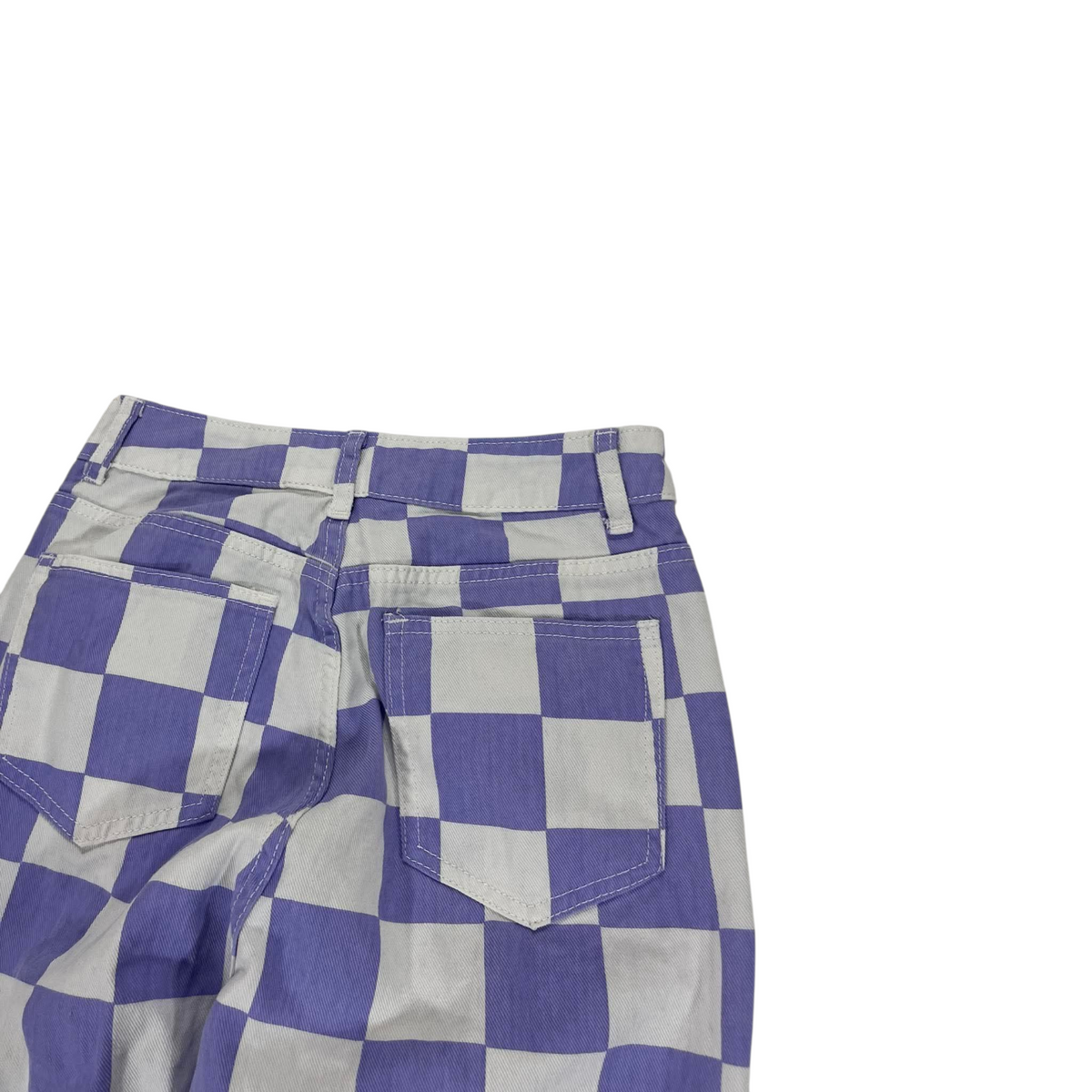 PURPLE CHECKERBOARD WIDE LEG PANTS (24)