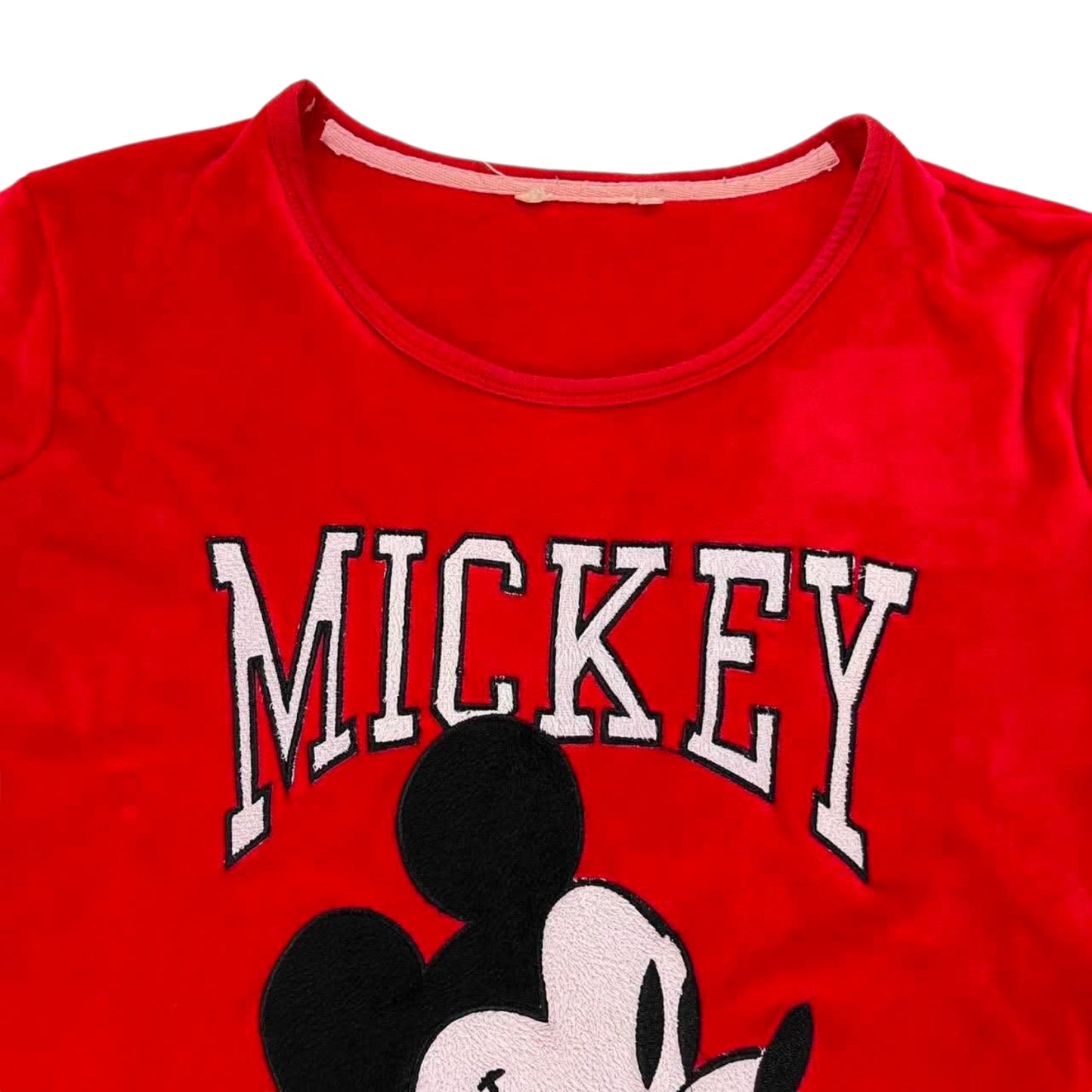 VINTAGE RED MICKEY MOUSE SWEATSHIRT FLEECE WITH EMBROIDERED (M)