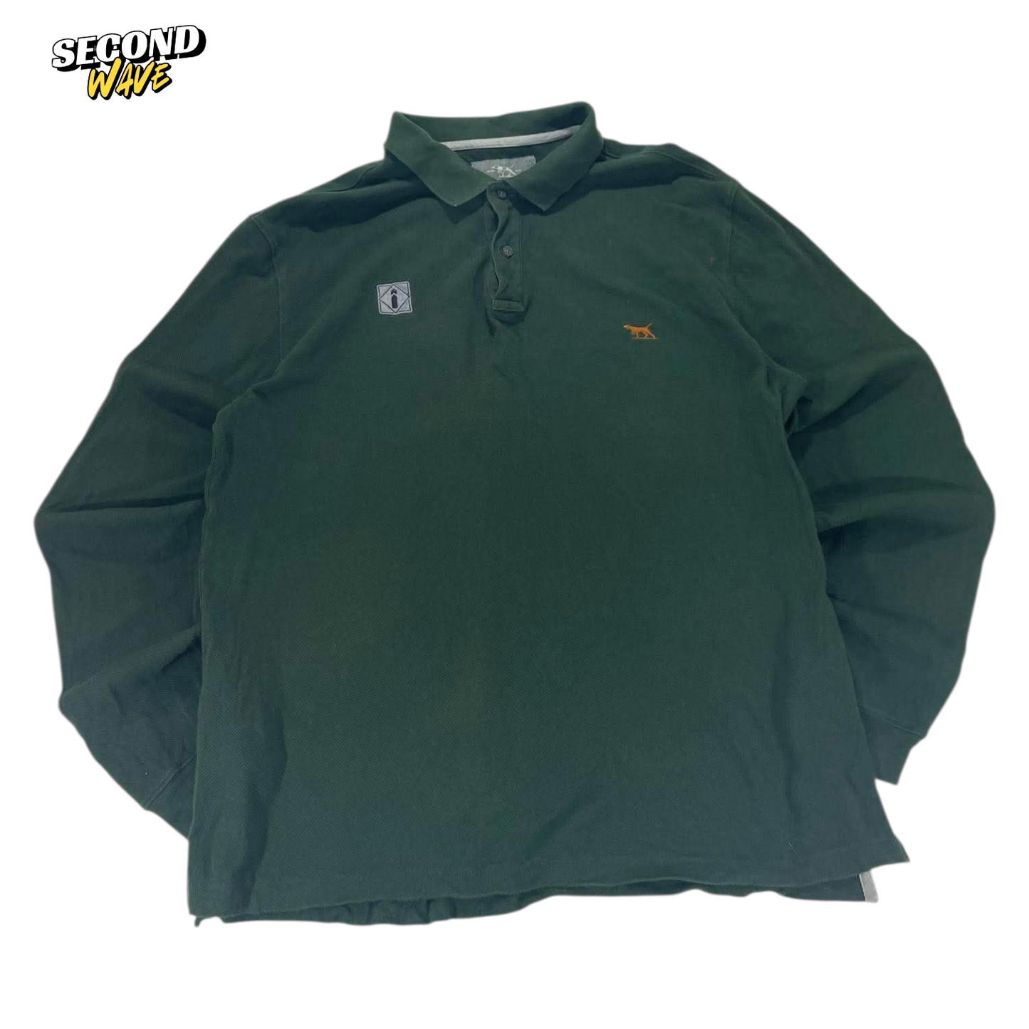 GUNN POLO GREEN LONG SLEEVE POLO SHIRT (L)
