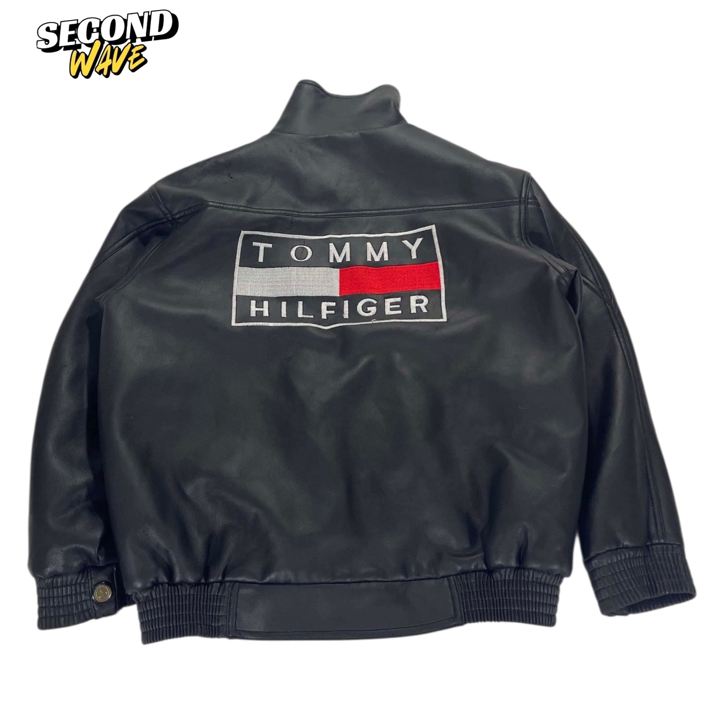 VINTAGE BL TOMMY HILFIGER BLACK LEATHER JACKET (S)