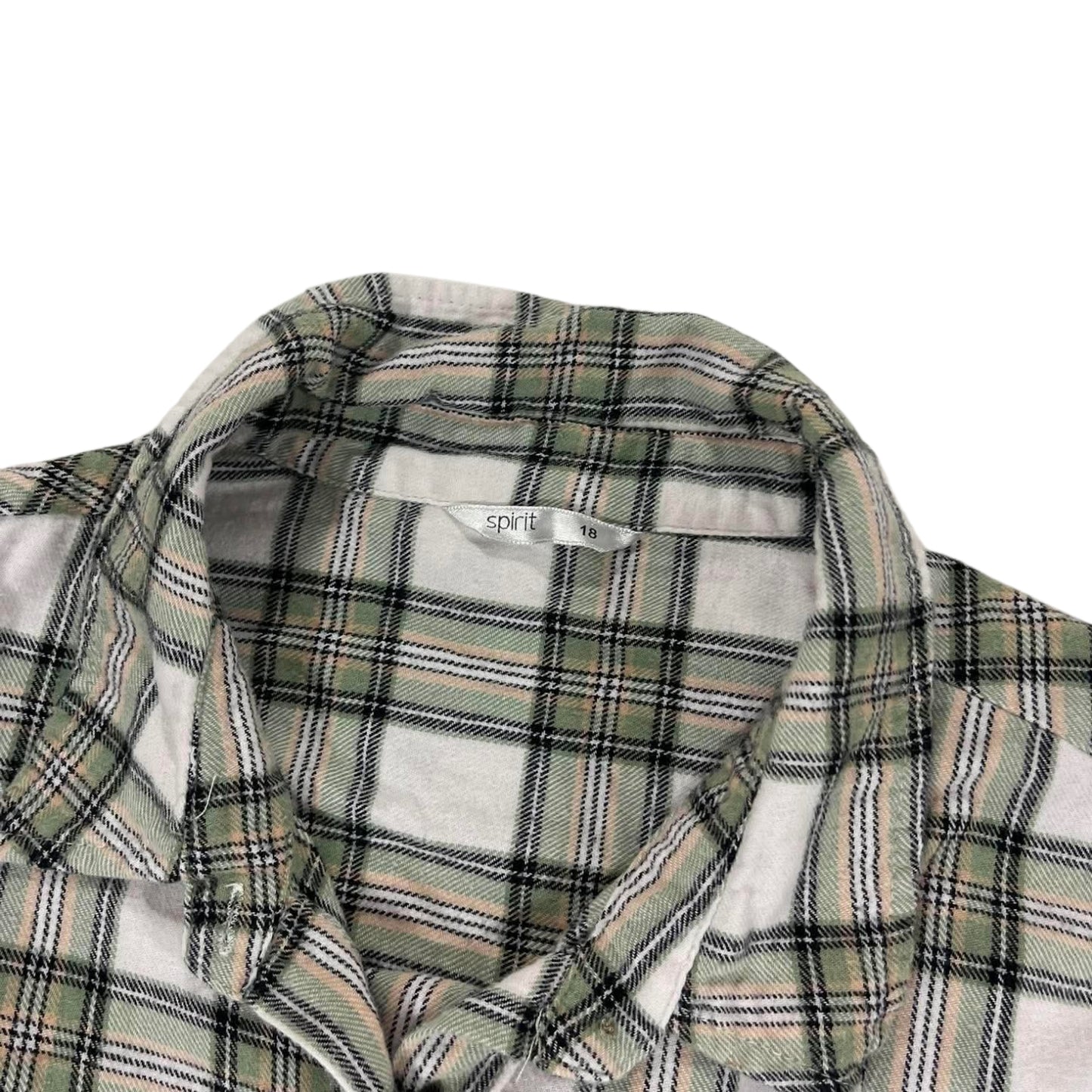 VINTAGE SPIRIT GREEN AND WHITE PLAID BUTTON-UP (XL)