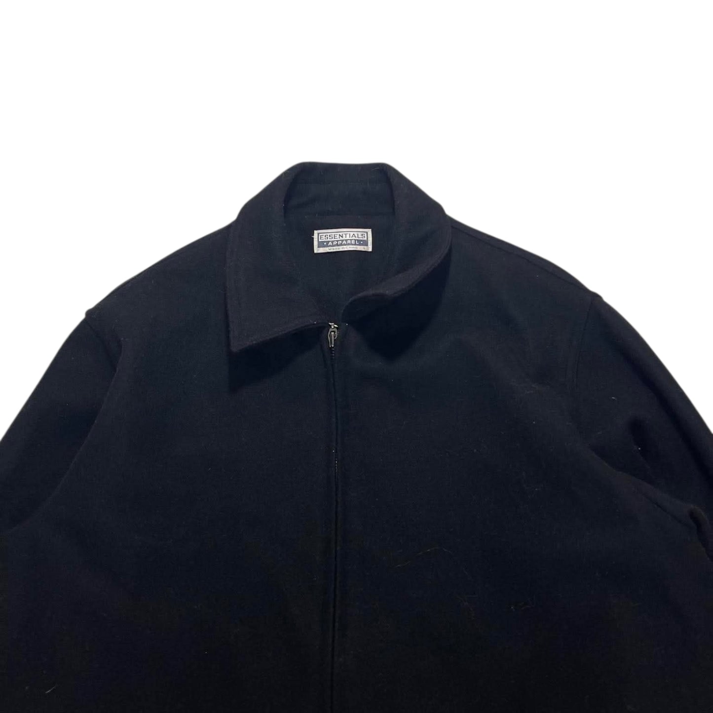 ESSENTIALS BLACK OVERSIZED ZIP UP JACKET (L)