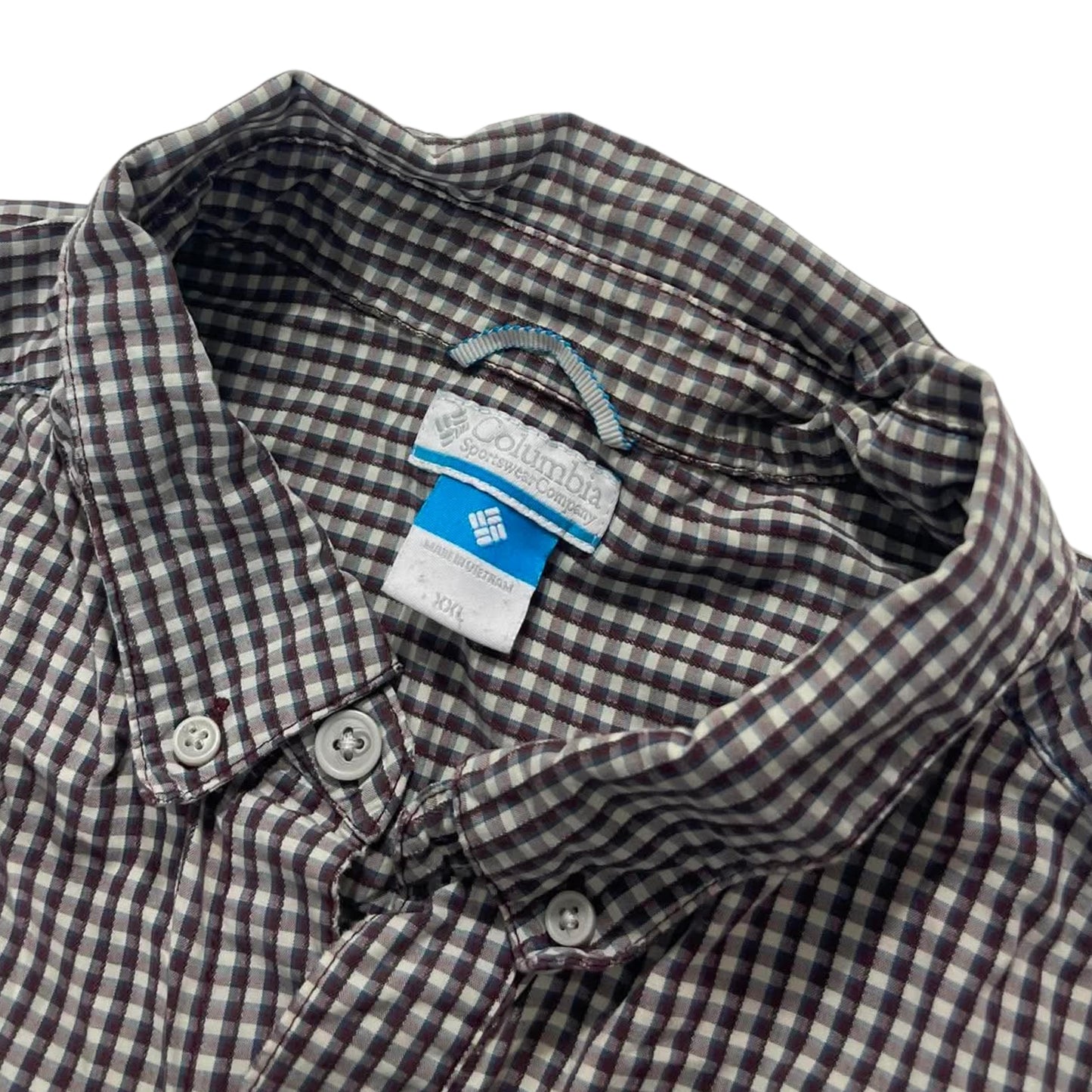 COLUMBIA BLACK & WHITE CHECKERED BUTTON UP SHIRT (XXL)