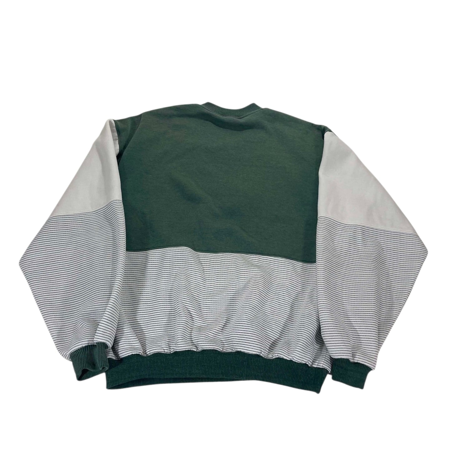 90S GREEN & GRAY STRIPED QUARTER ZIP (M-L)