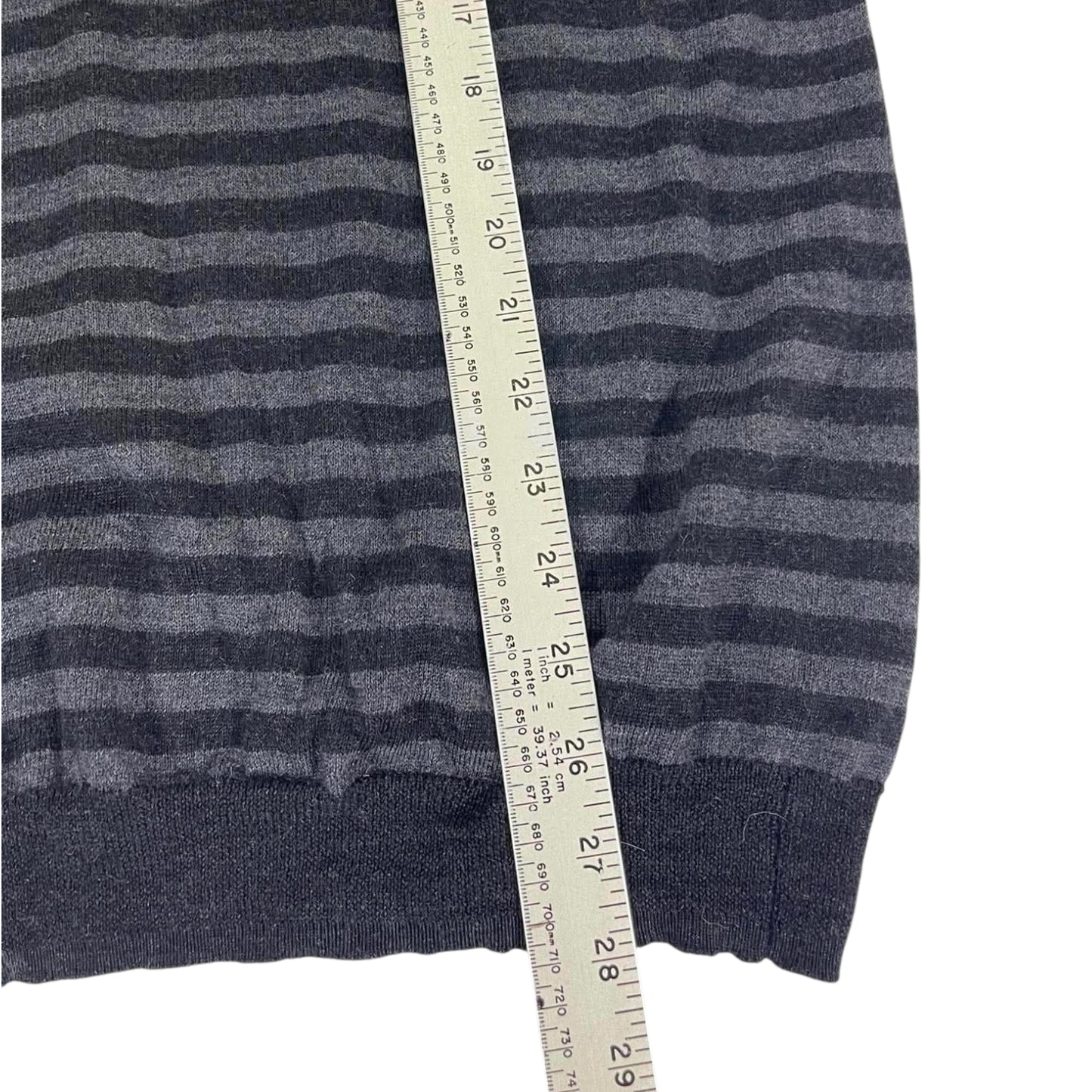 COUNTRY ROAD NAVY BLUE STRIPED EXTRA FINE MERINO WOOL SWEATER (M)