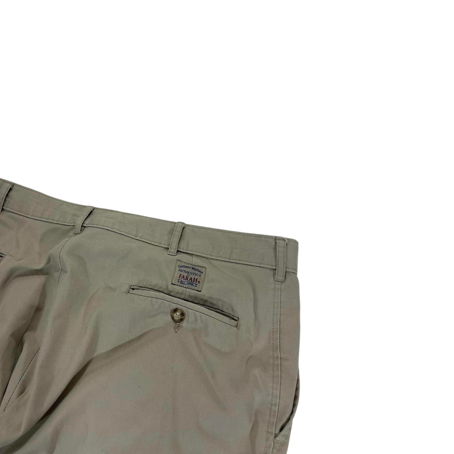 VINTAGE FARAH KHAKI STRAIGHT LEG CHINO TROUSERS (34)