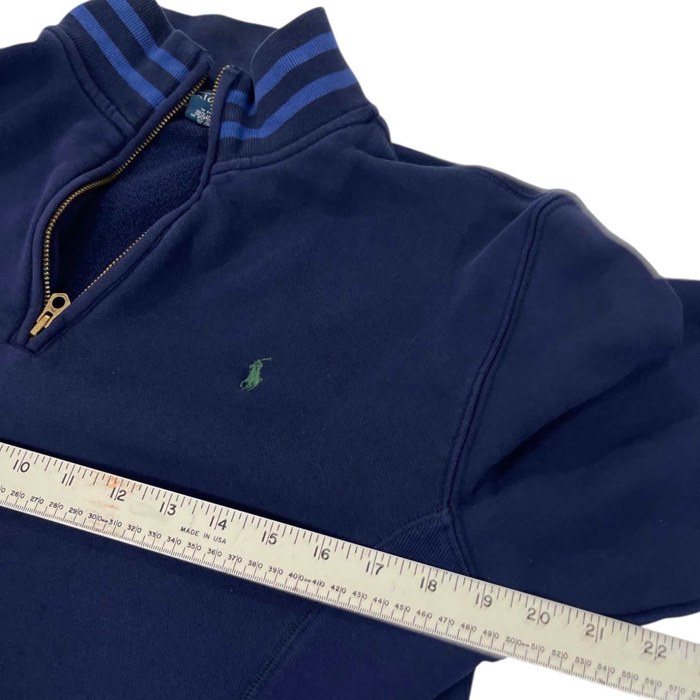 VINTAGE POLO RALPH LAUREN NAVY BLUE QUARTER ZIP (M-L)