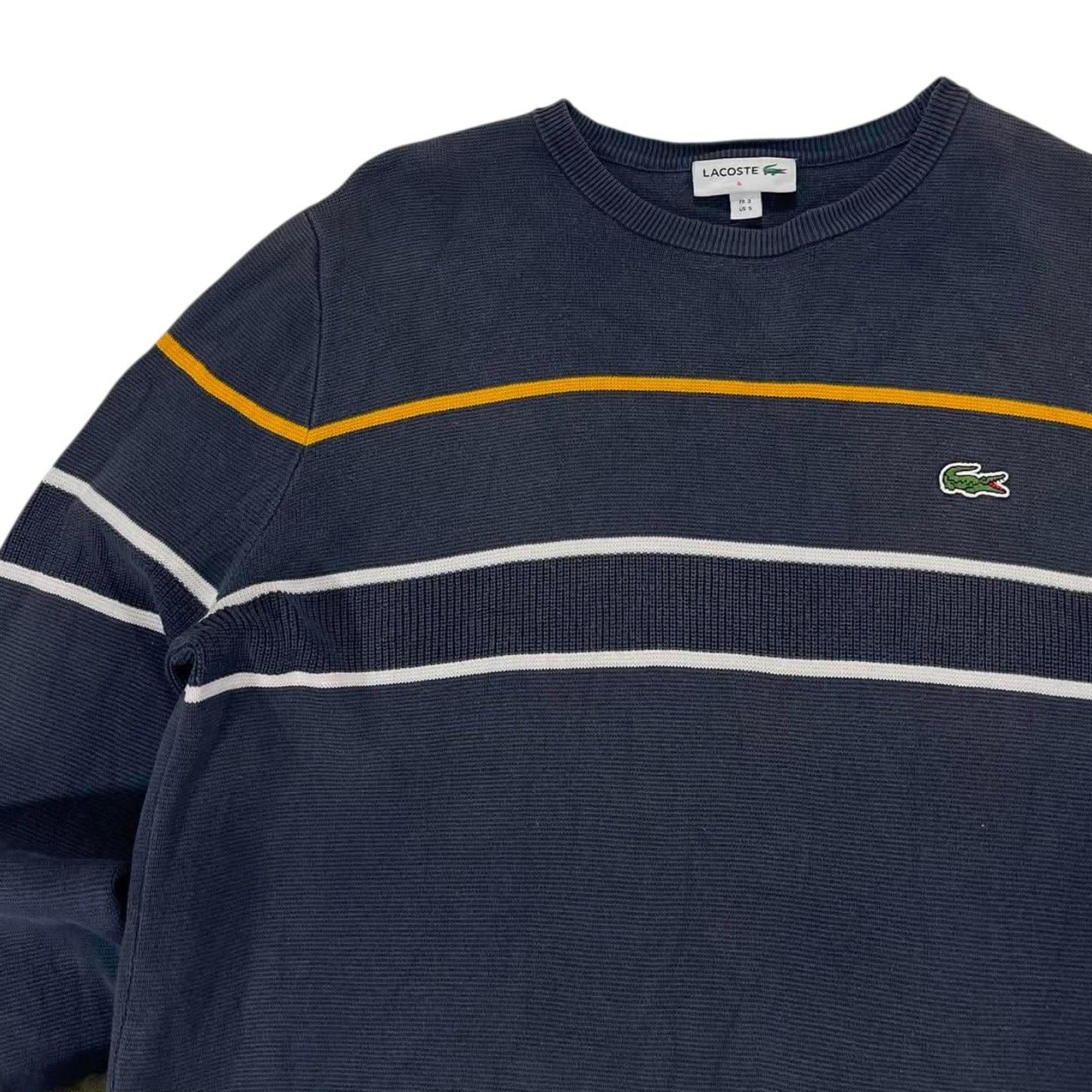 VINTAGE LACOSTE NAVY BLUE STRIPED SWEATER (M)