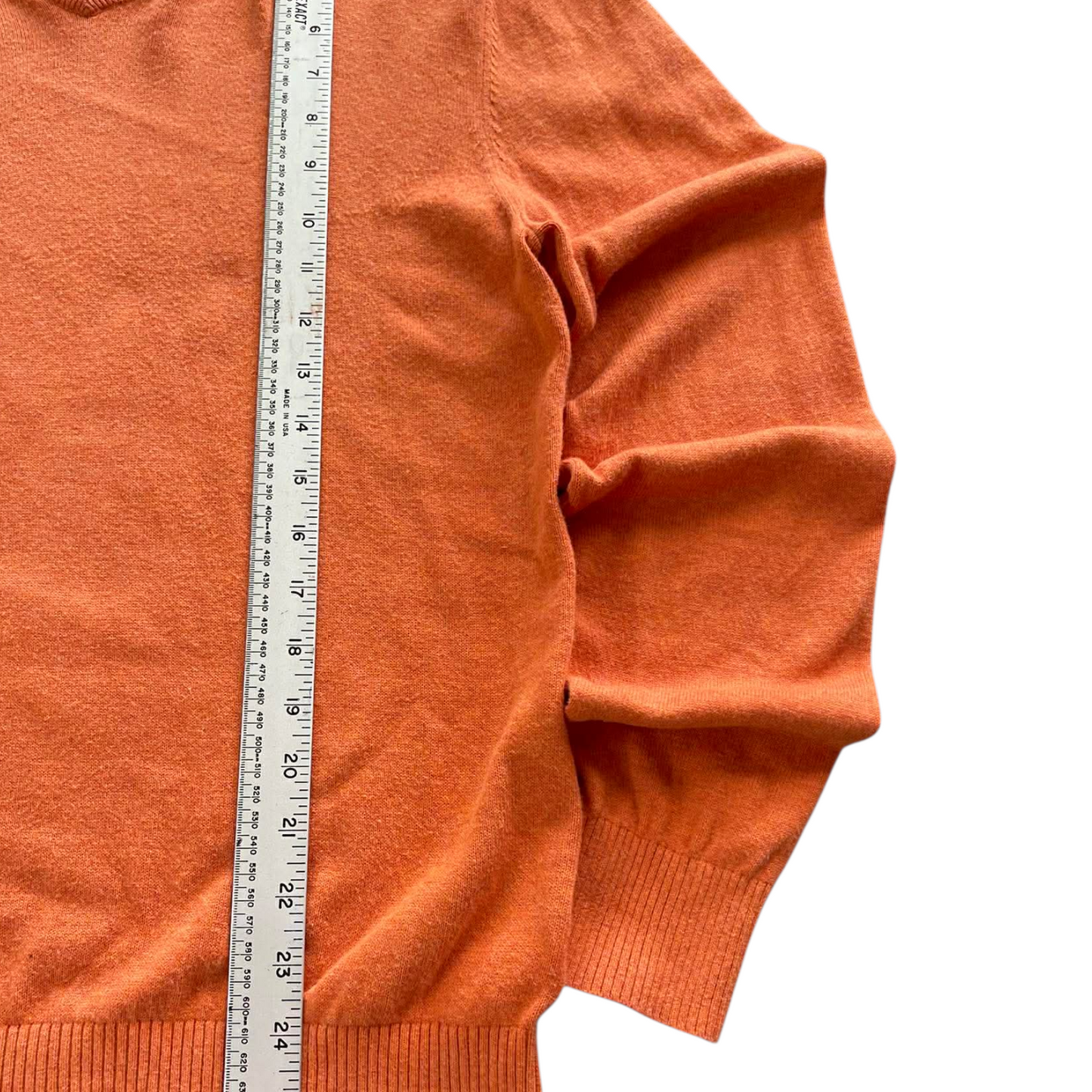 VINTAGE TOMMY HILFIGER ORANGE V-NECK SWEATER (M)