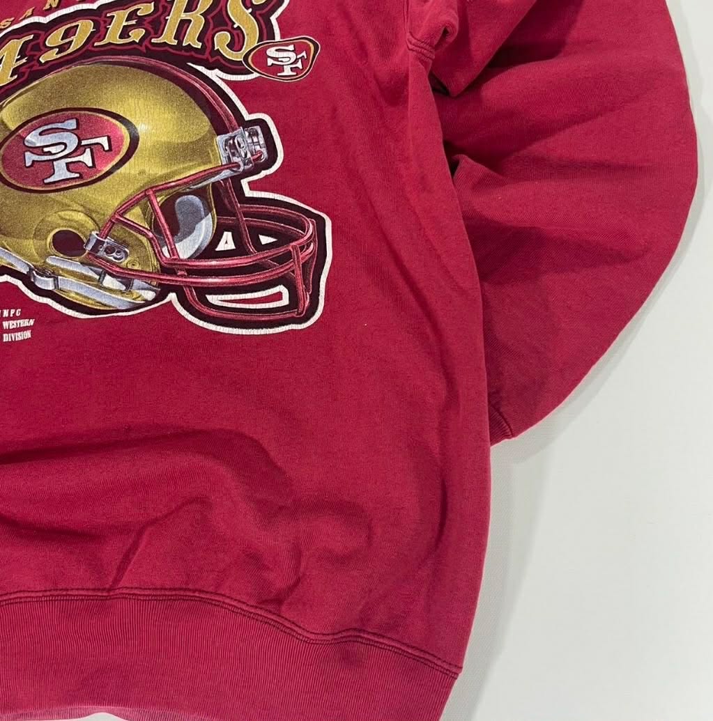 VINTAGE HELMET SAN FRANCISCO 49ERS RED CREWNECK SWEATSHIRT (M)