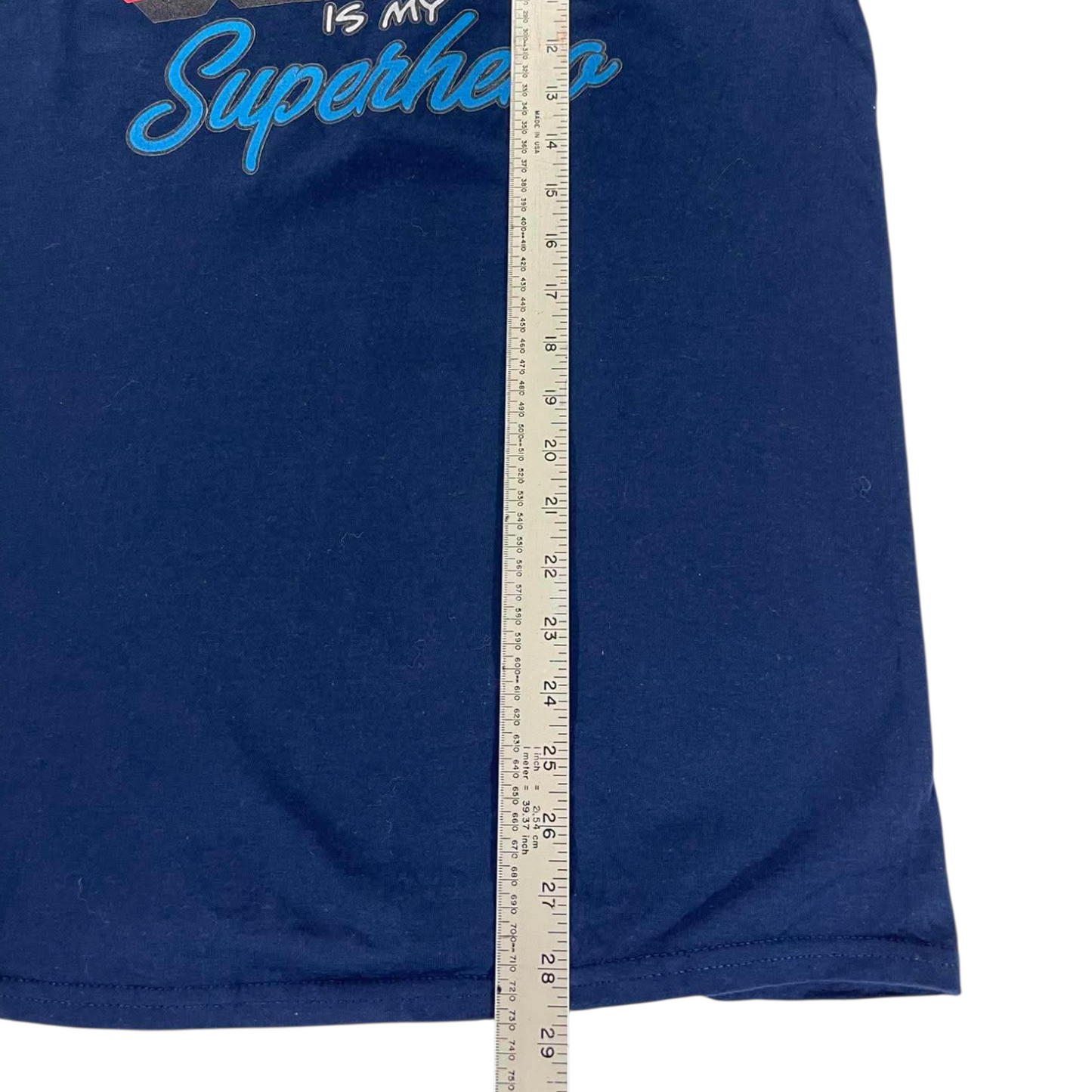 JESUS IS MY SUPERHERO NAVY BLUE T-SHIRT (M)