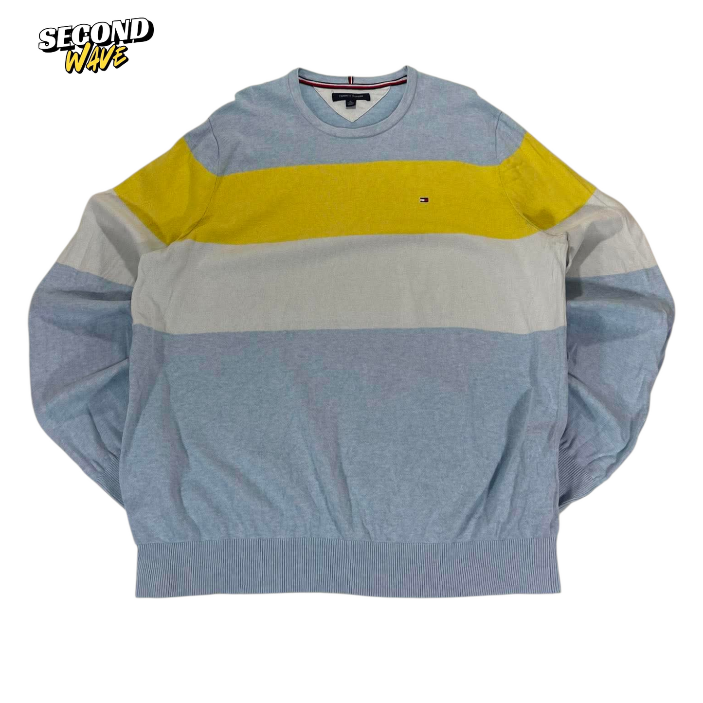 TOMMY HILFIGER BLUE STRIPED LONG SLEEVE SHIRT (L-XL)