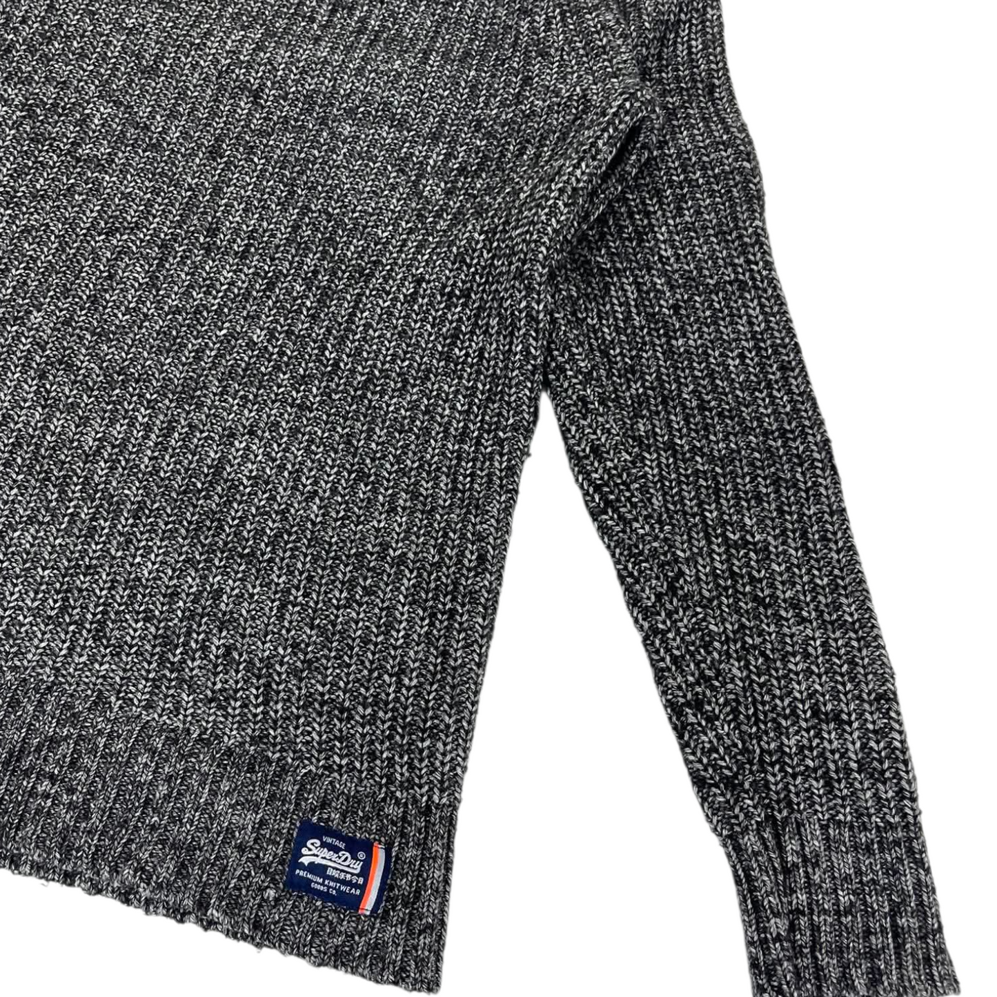 VINTAGE SUPERDRY GREY KNIT JUMPER (L)