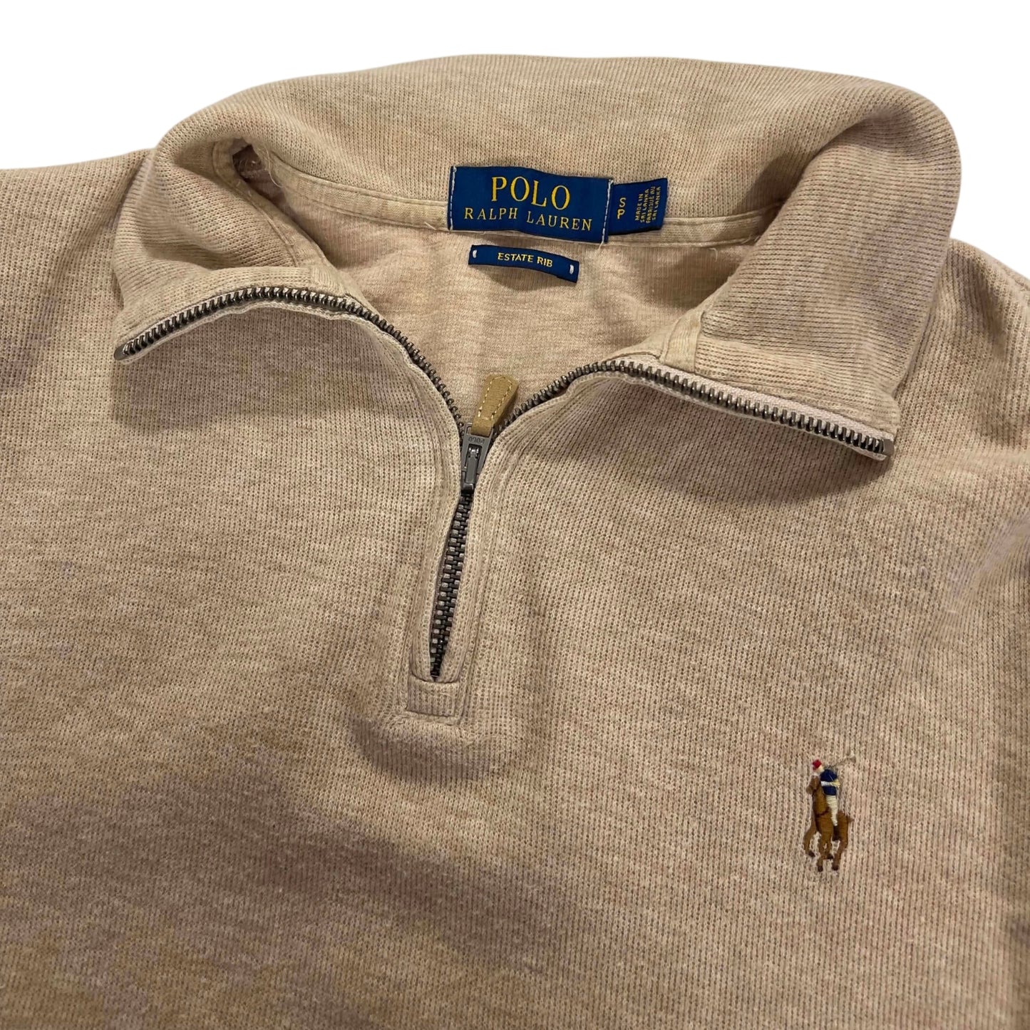 POLO RALPH LAUREN LIGHT BROWN QUARTER ZIP (S)