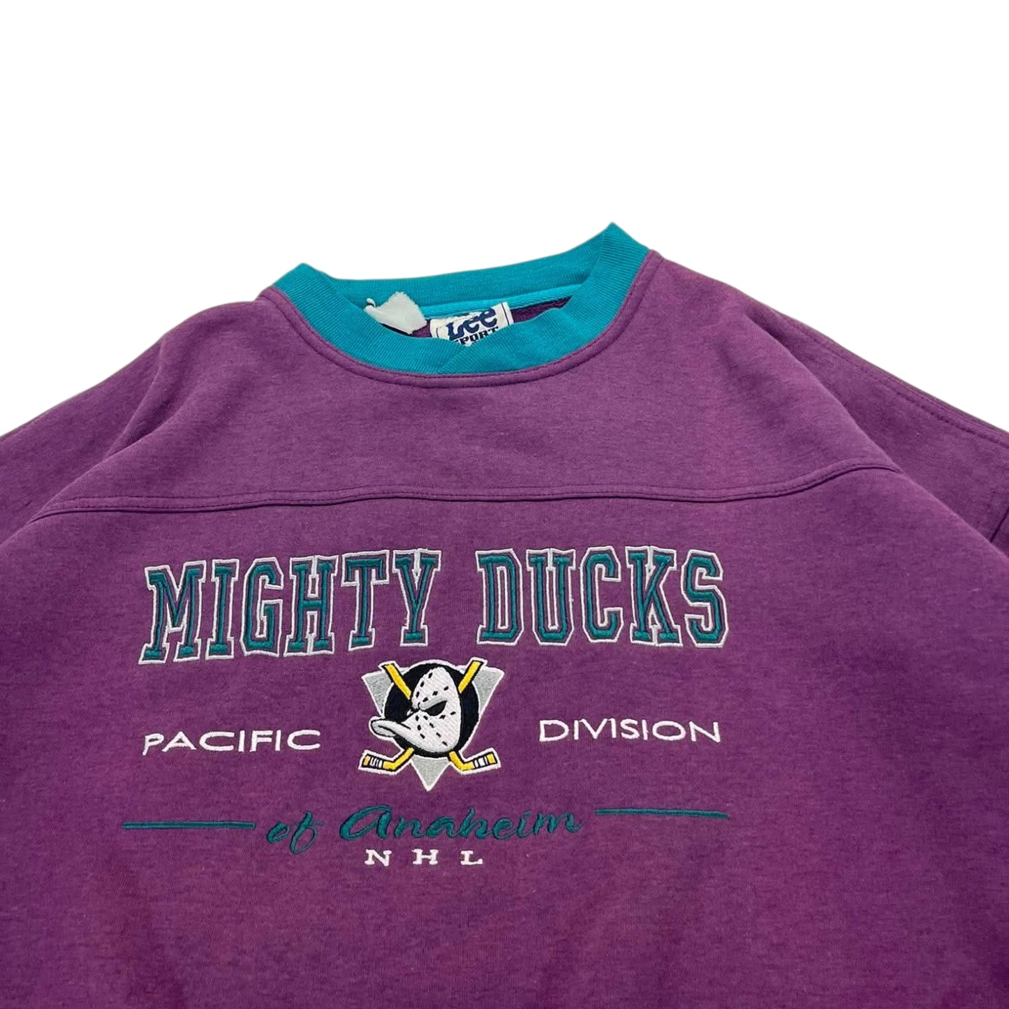 VINTAGE LEE SPORT MIGHTY DUCKS PURPLE CREWNECK SWEATSHIRT (XL)