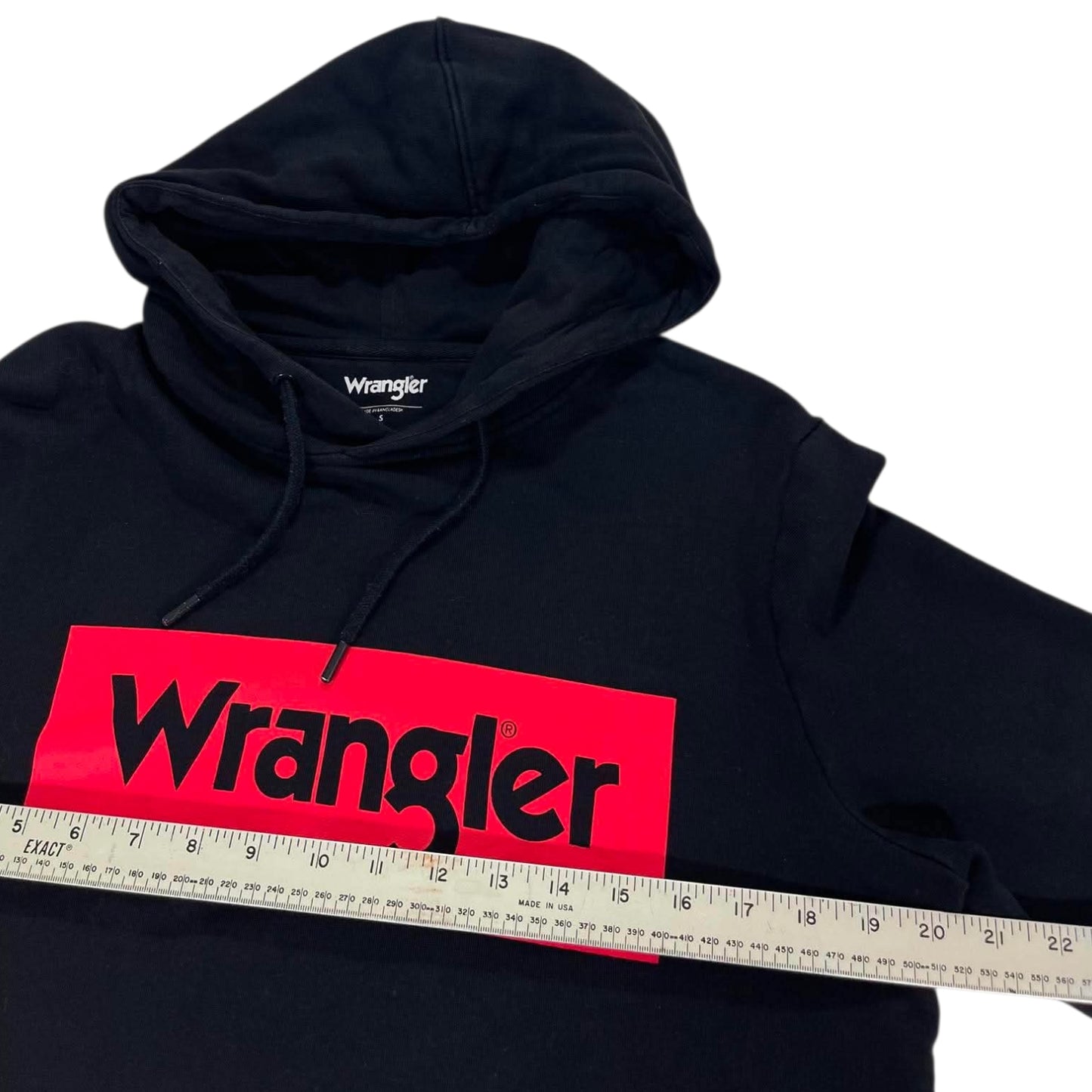 WRANGLER BLACK & RED BOX LOGO HOODIE (S)