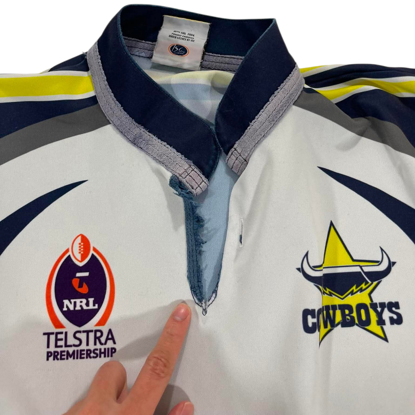 NRL COWBOYS BLUE & YELLOW POLO SHIRT (L-XL)