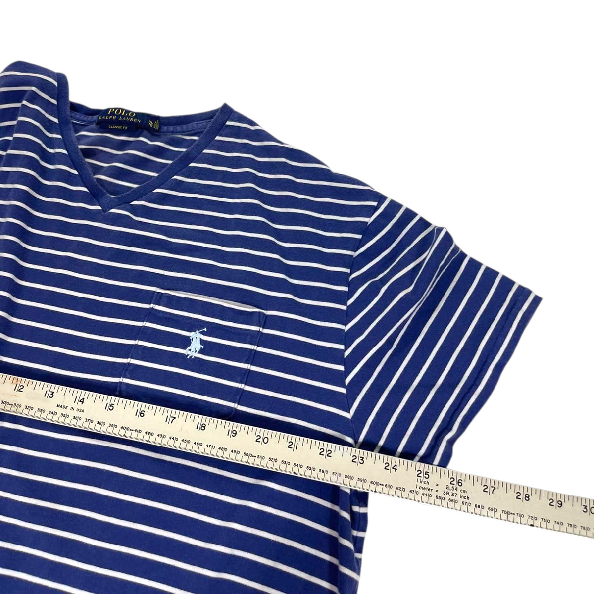 RALPH LAUREN BLUE STRIPED SHIRT (XL)