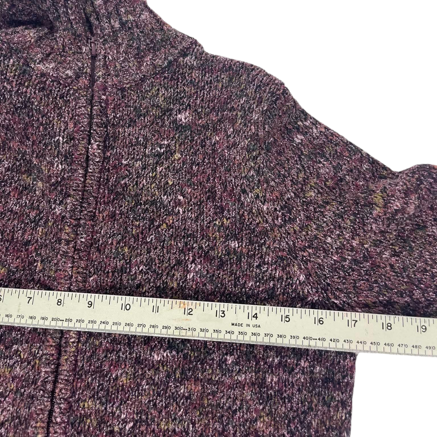 90S MULTI COLOUR ZIP UP SWEATER (M)