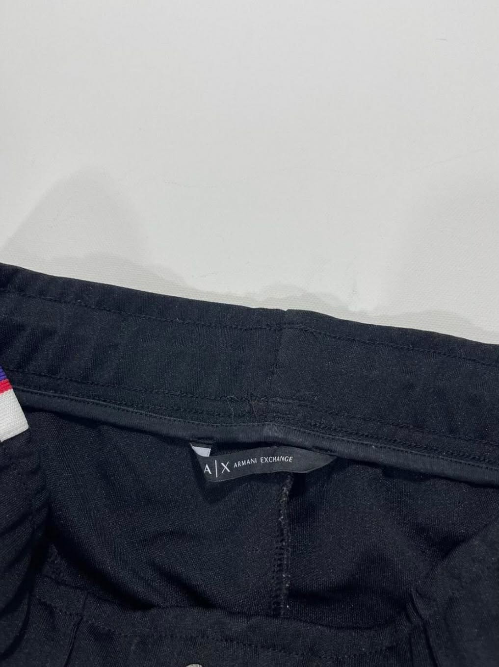 VINTAGE ARAMANI EXHANGE NAVY TRACK PANTS WITH RED AMD WHITE STRIPES(M/30)