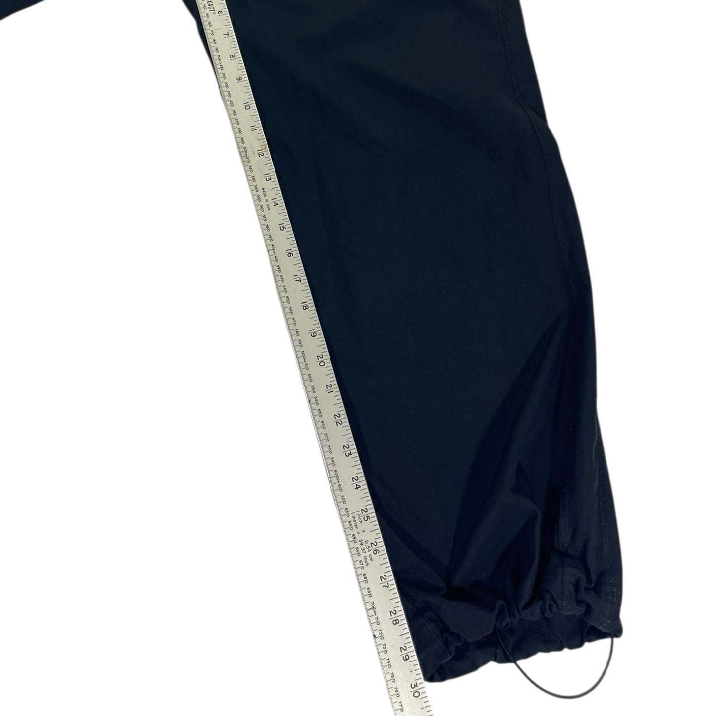 VINTAGE BAGGY NIKE BLACK TRACK PANTS WITH SWOOSH AND DRAWSTRING WAIST (L)