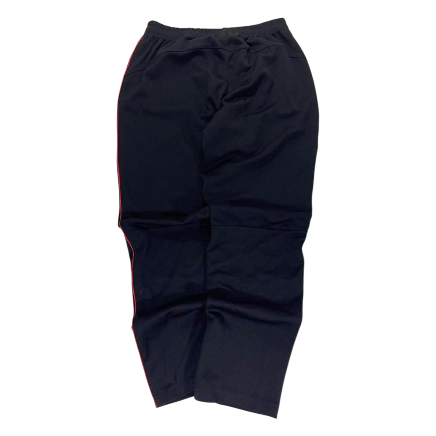 VINTAGE REEBOK BLACK TRACK PANTS WITH RED ACCENTS AND ZIPPER POCKETS (34)