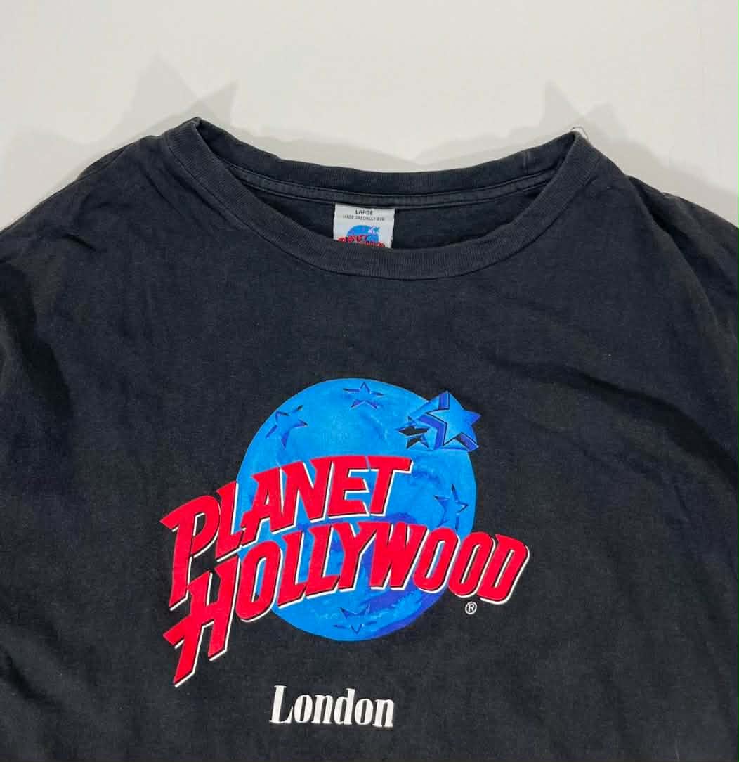 VINTAGE PLANET HOLLYWOOD BKACK GRAPHIC T-SHIRT (L)