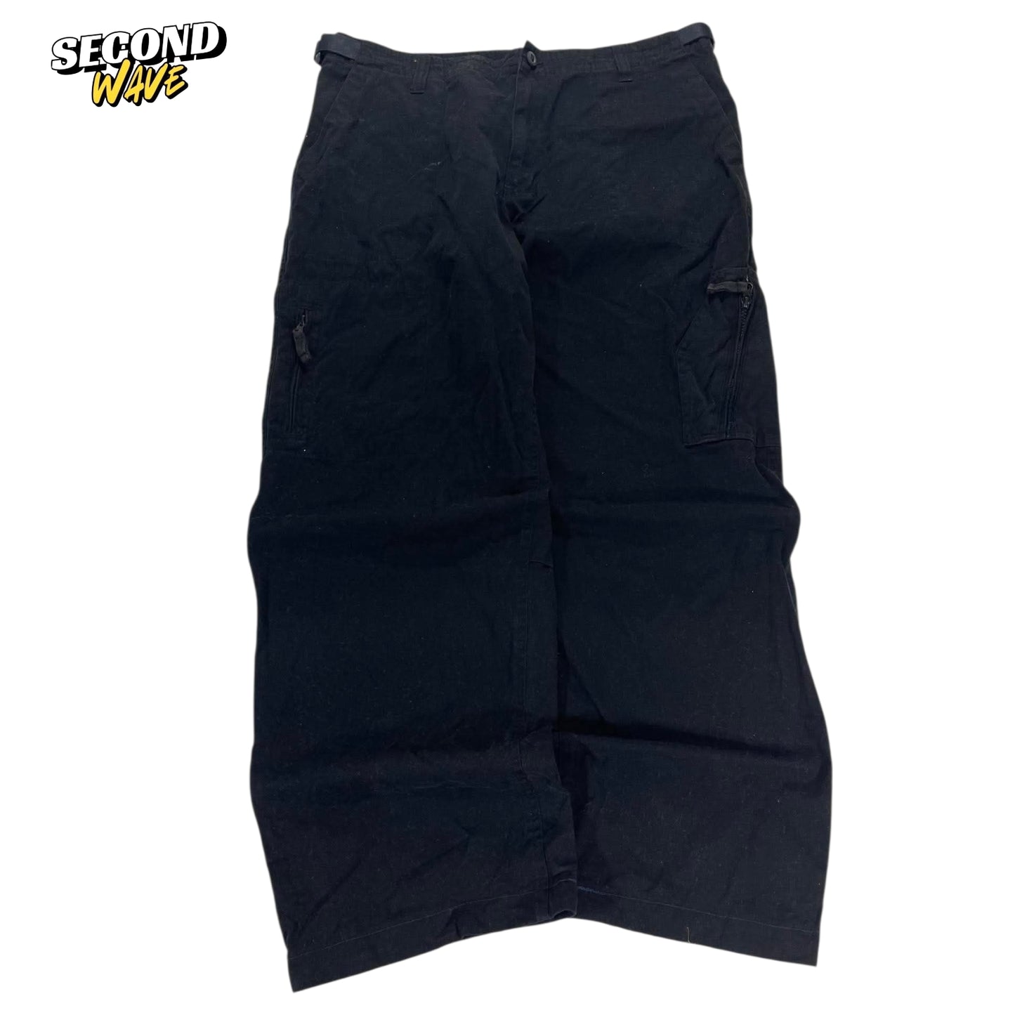 VINTAGE MATCH BLACK BAGGY CARGO PANTS (38)