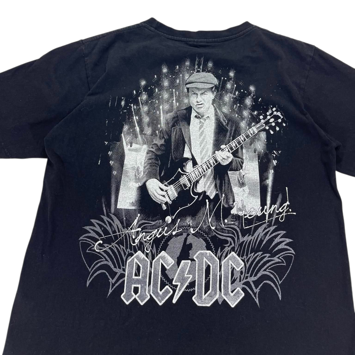 THAI AC/DC ANGUS YOUNG BLACK COTTON T-SHIRT (M)
