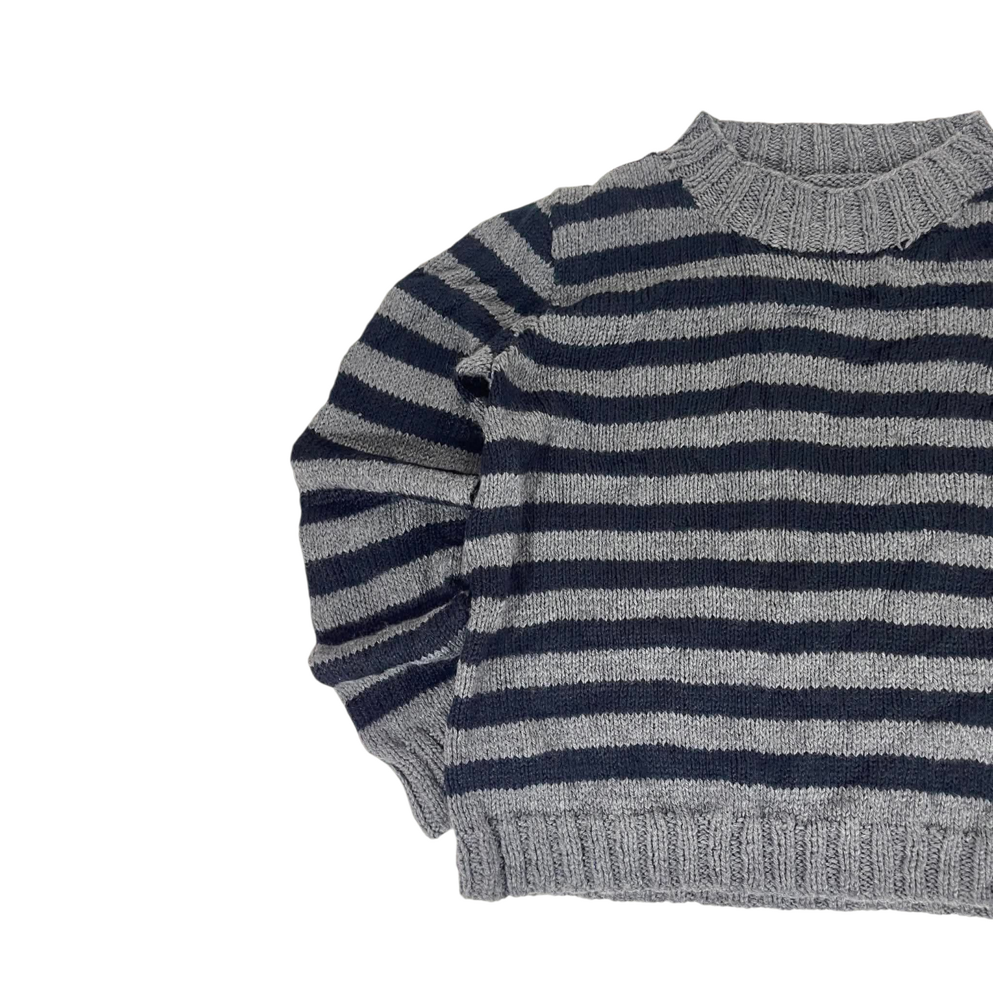 SOFT NAVY & GREY STRIPED SWEATER (M)