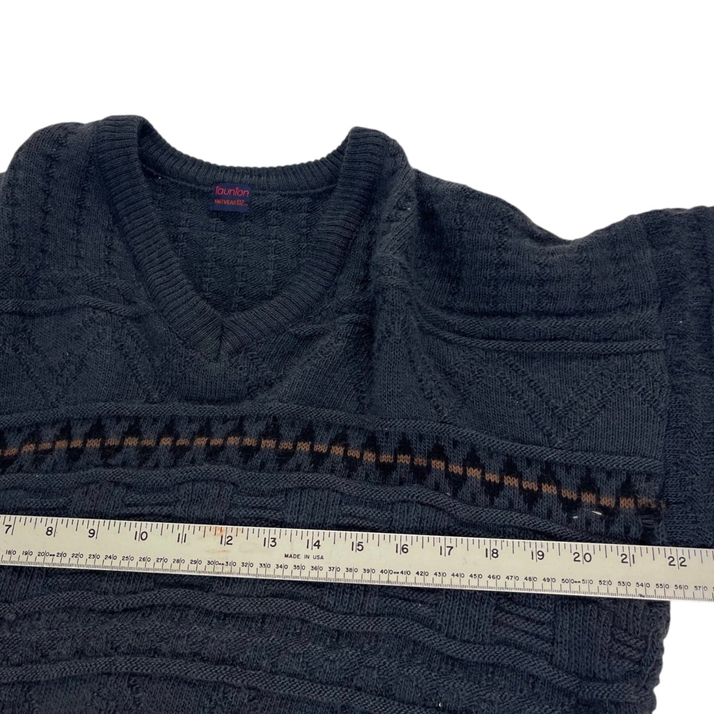 90S WOOL TAUNTON KNITWEAR BLACK CABLE SWEATER (M