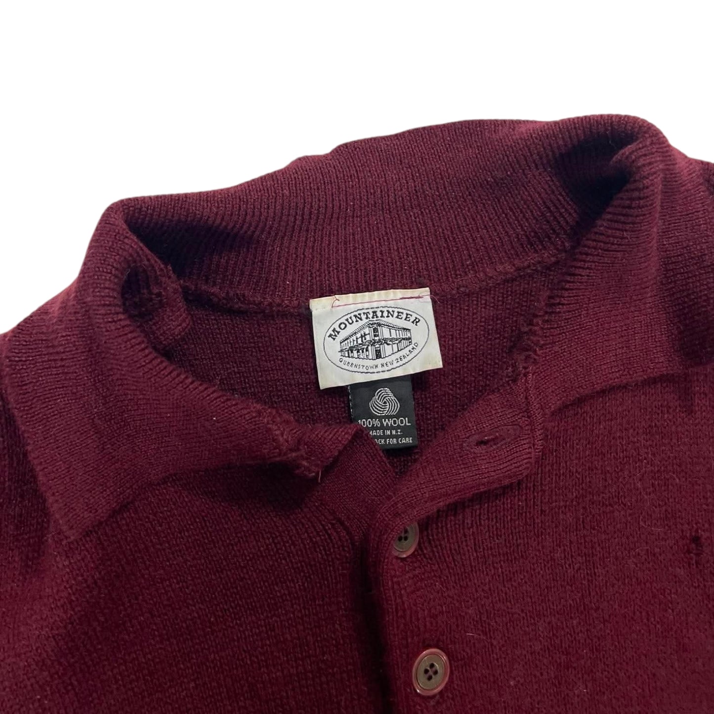 100% WOOL BURGUNDY WOOL POLO SWEATER (M-L)