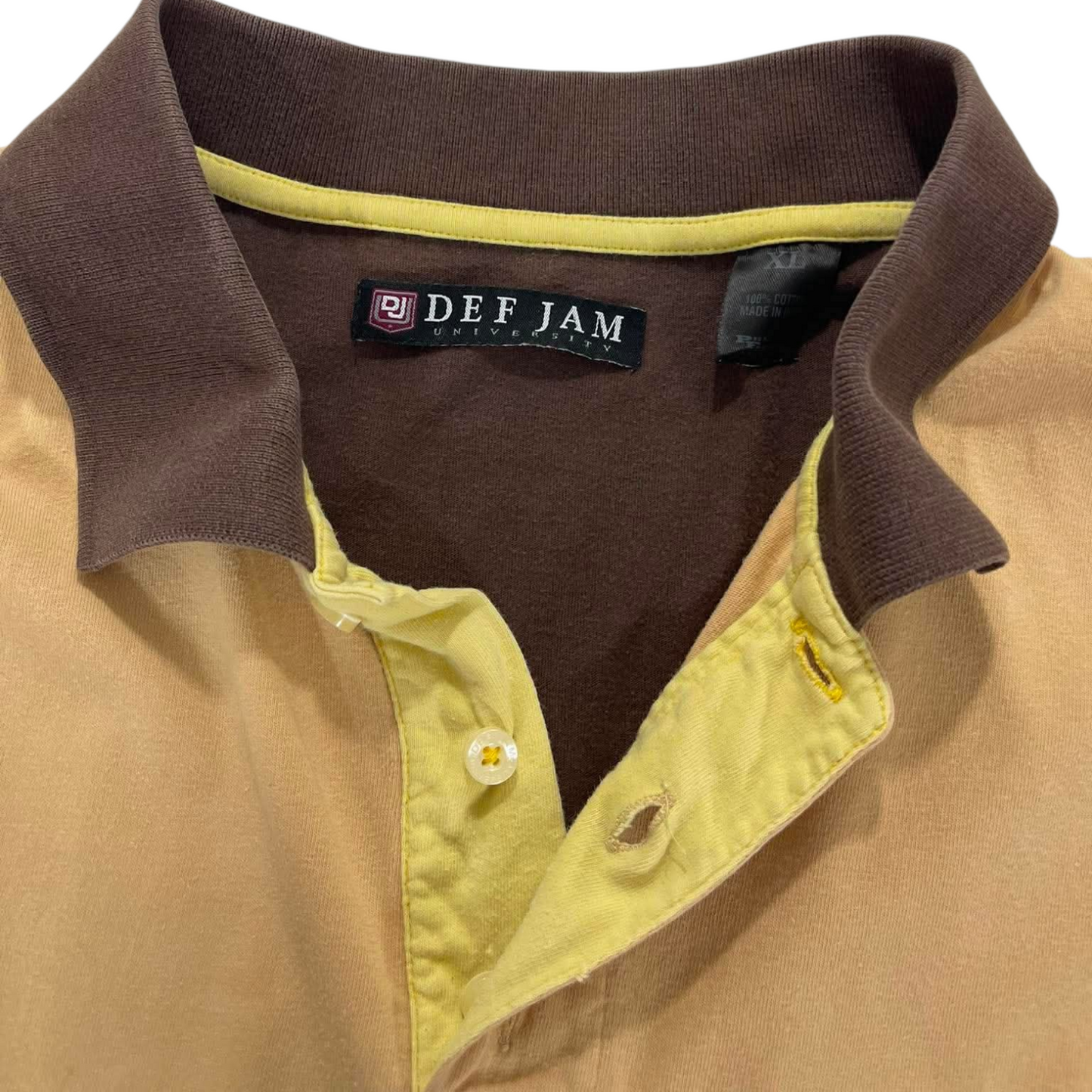 VINTAGE DEF JAM UNIVERSITY BROWN LONG SLEEVE SHIRT (XL)