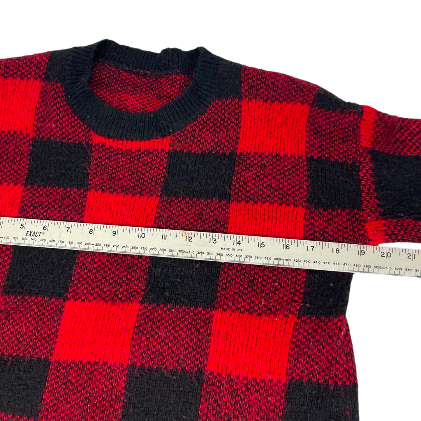 DOTTI RED/BLACK PLAID SWEATER WITH A COZY FEEL (M)