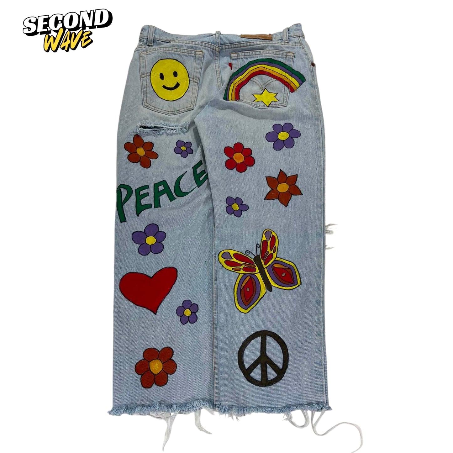 VINTAGE LEVI'S BLUE JEANS HAND PAINTED (31)