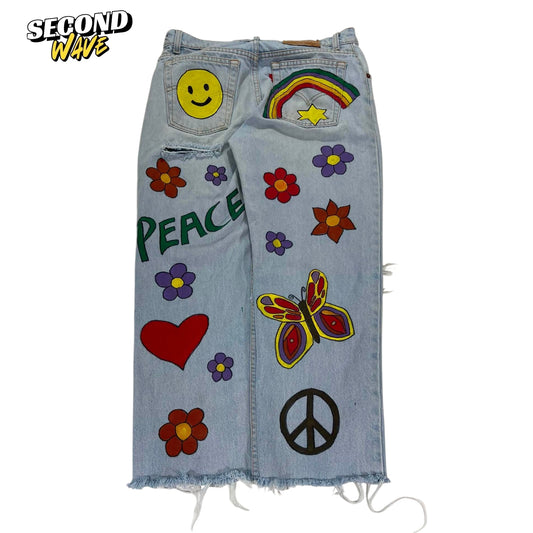 VINTAGE LEVI'S BLUE JEANS HAND PAINTED (31)