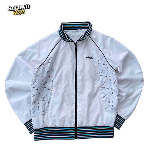 ELLESSE WHITE & BLUE WINDBREAKER JACKET (M)