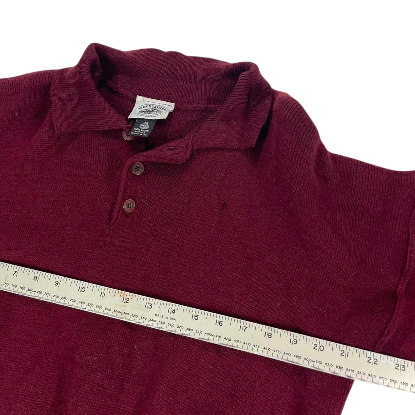 100% WOOL BURGUNDY WOOL POLO SWEATER (M-L)