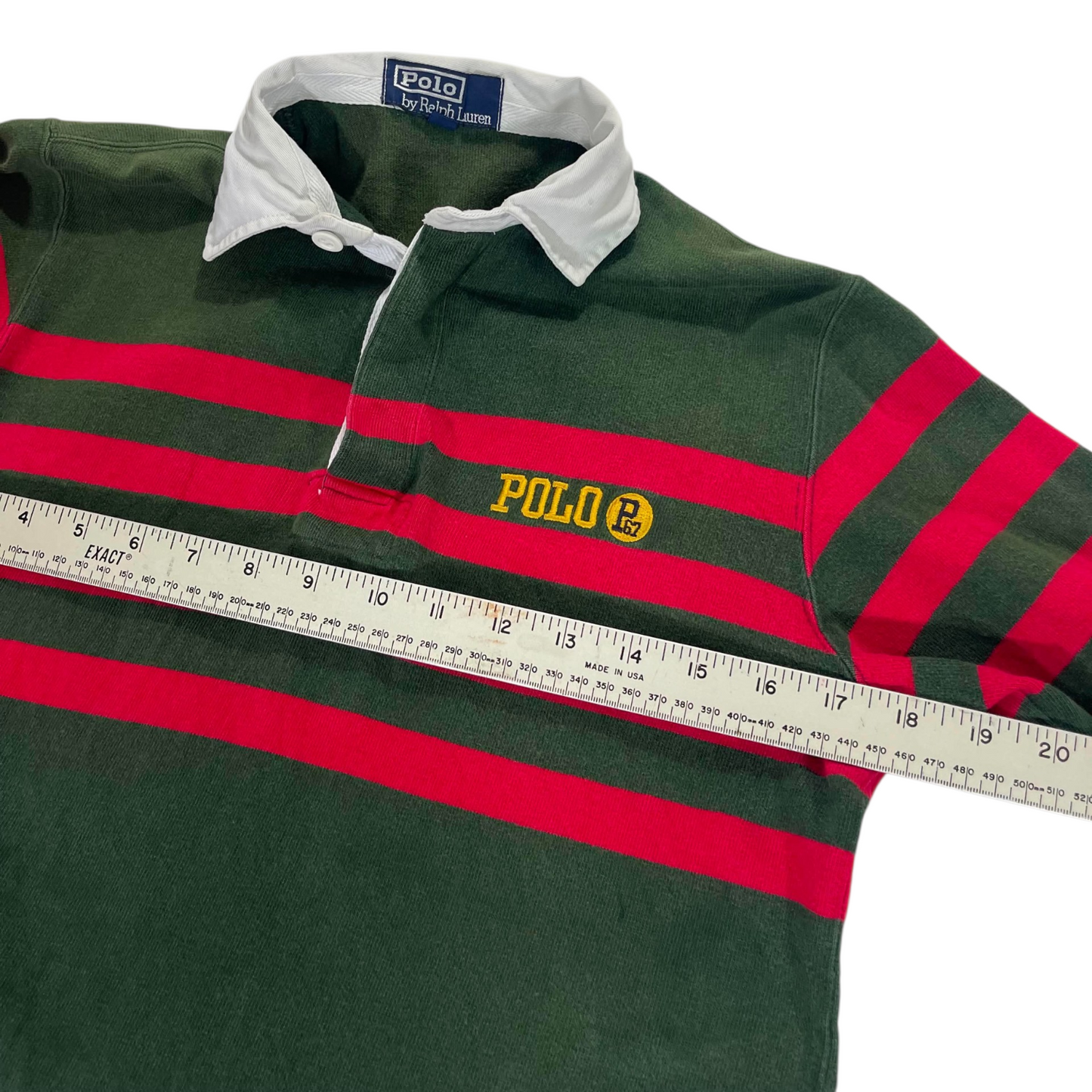 POLO RALPH LAUREN GREEN RUGBY SHIRT (S)