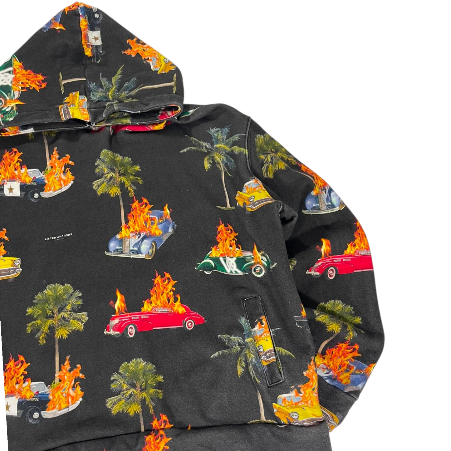 LIFTED ANCHORS BLACK CAR FLAME HOODIE (XL)