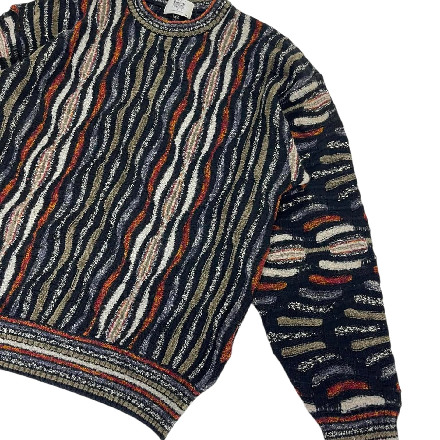 VINTAGE 90S MODIGLIANI MULTICOLOURED STRIPED SWEATER (M)