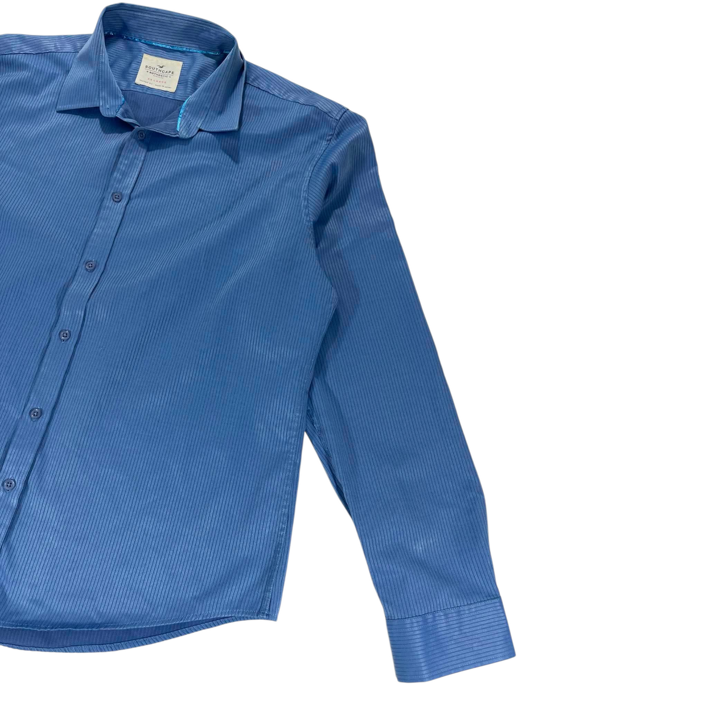 VINTAGE SOUTH CAPE BLUE STRIPED BUTTON UP SHIRT (XXL)